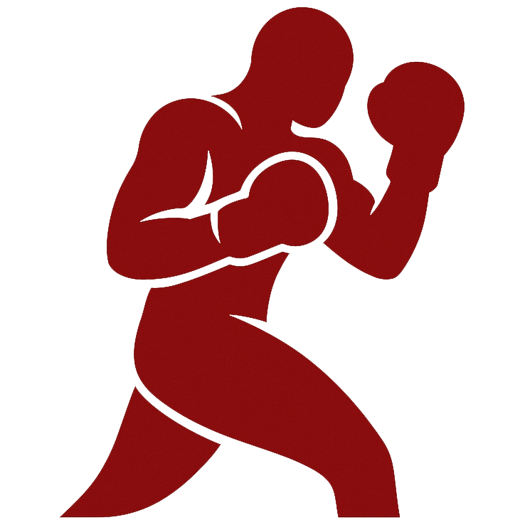 Logo Boxing Club Bergerac : silhouette rouge d'un boxeur en garde