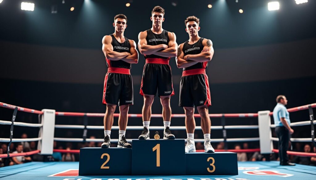 les florensacois s'illustrent brillamment et atteignent le podium lors de la compétition avec le club alex défense boxing, démontrant talent et détermination.