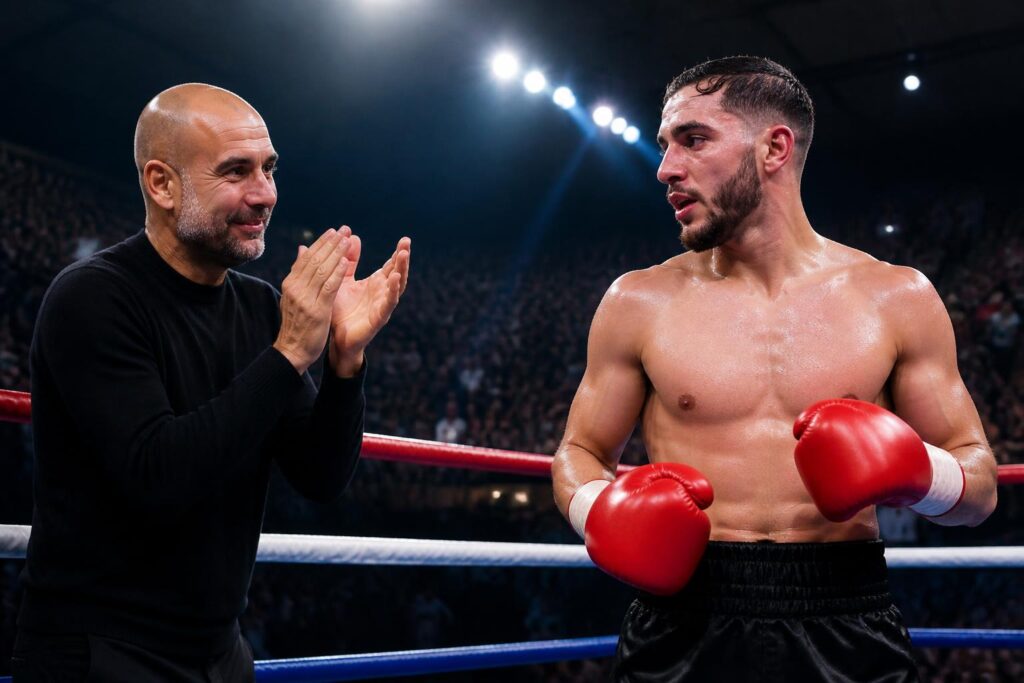 découvrez comment pep guardiola célèbre la performance impressionnante de rayan cherki dans une vidéo de boxe qui fait sensation sur les réseaux sociaux.