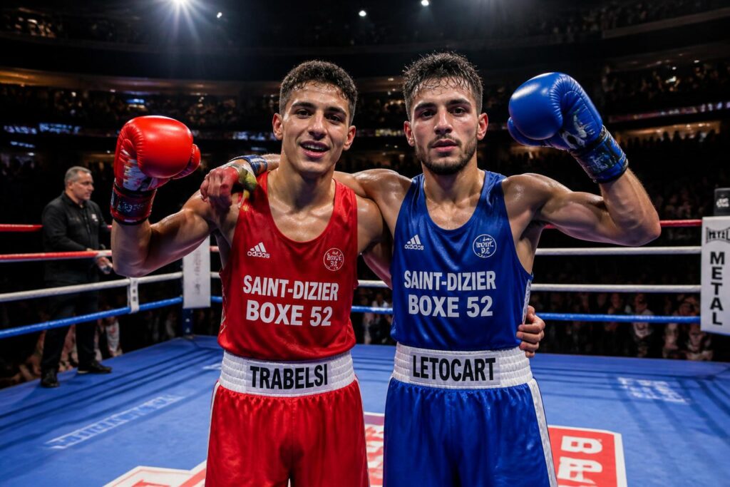 trabelsi et letocart de saint-dizier boxe 52 remportent une victoire aux points lors du prestigieux gala de preyming, démontrant leur talent et leur détermination sur le ring.