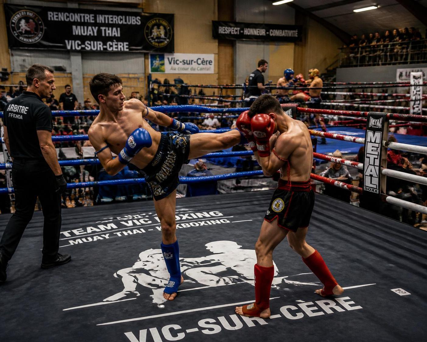 vic-sur-cère rassemble plus de 80 boxeurs et 300 passionnés pour une rencontre interclubs de boxe thaï spectaculaire, offrant un spectacle intense et des combats passionnants.