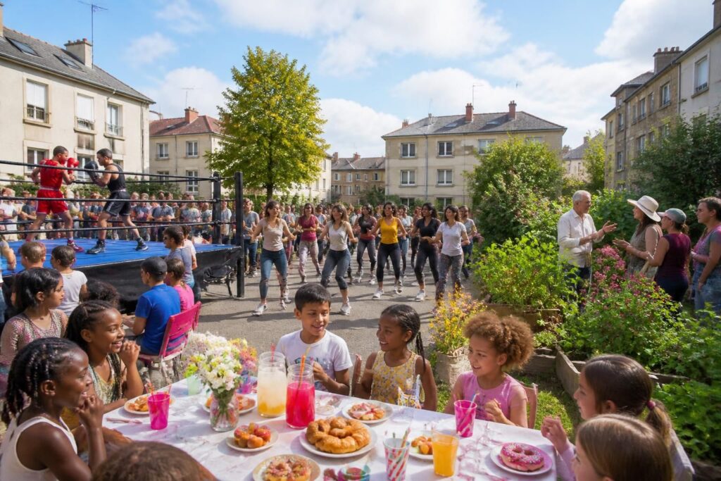 découvrez l'animation du quartier des provinces à argentan avec des événements variés : boxe, flash mobs, visite de jardin et goûter festif pour petits et grands.