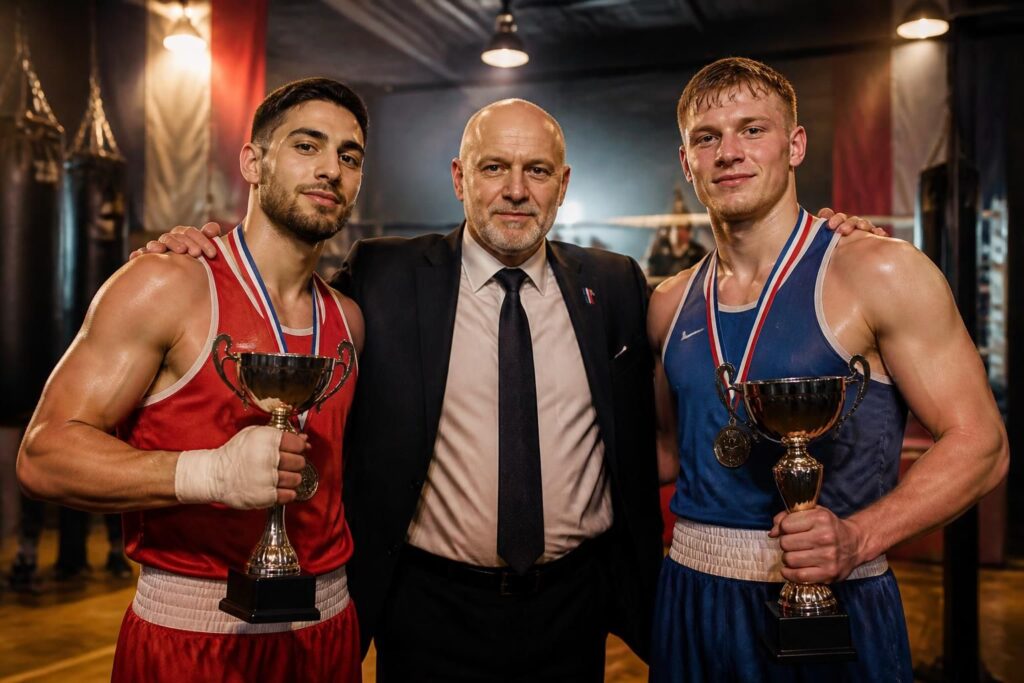 clermont boxe saint-jacques : adel fersi et benedikt croze honorés par la fédération française de boxe pour leurs performances exceptionnelles et leur engagement dans le sport.