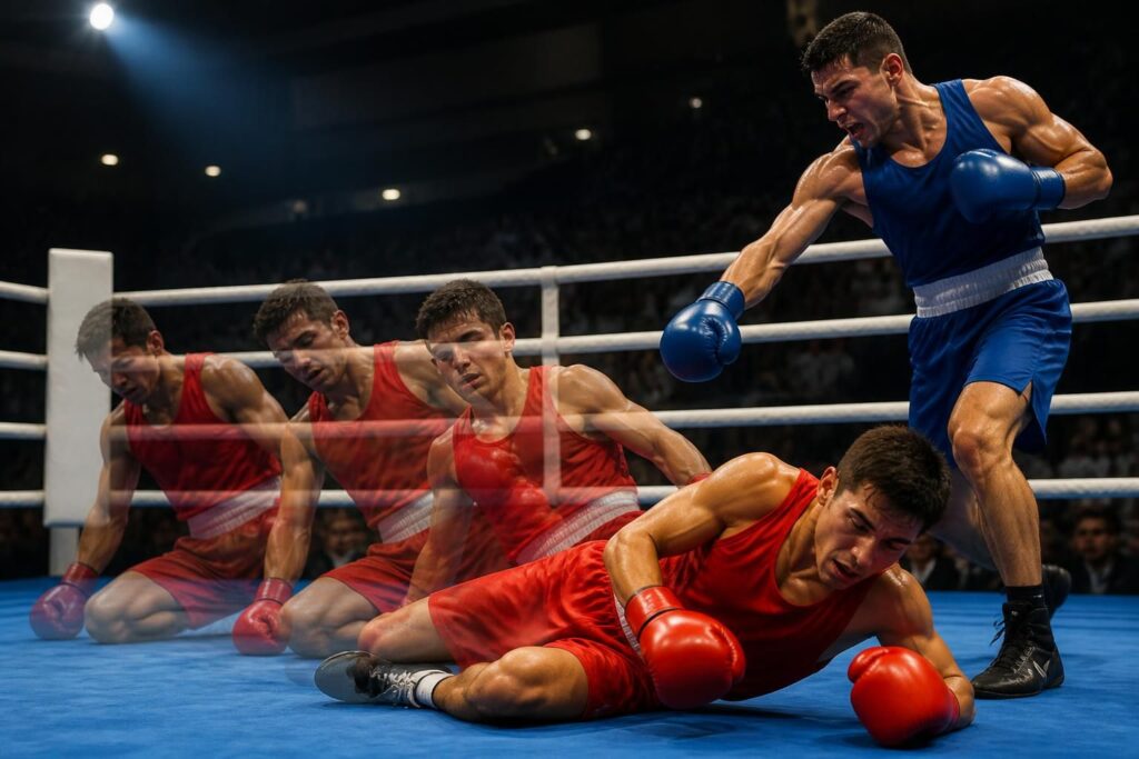 découvrez le combat intense de junior tadah, la tornade hongroise de la boxe olympique, qui a été renversée et comptée à quatre reprises dans un duel spectaculaire.