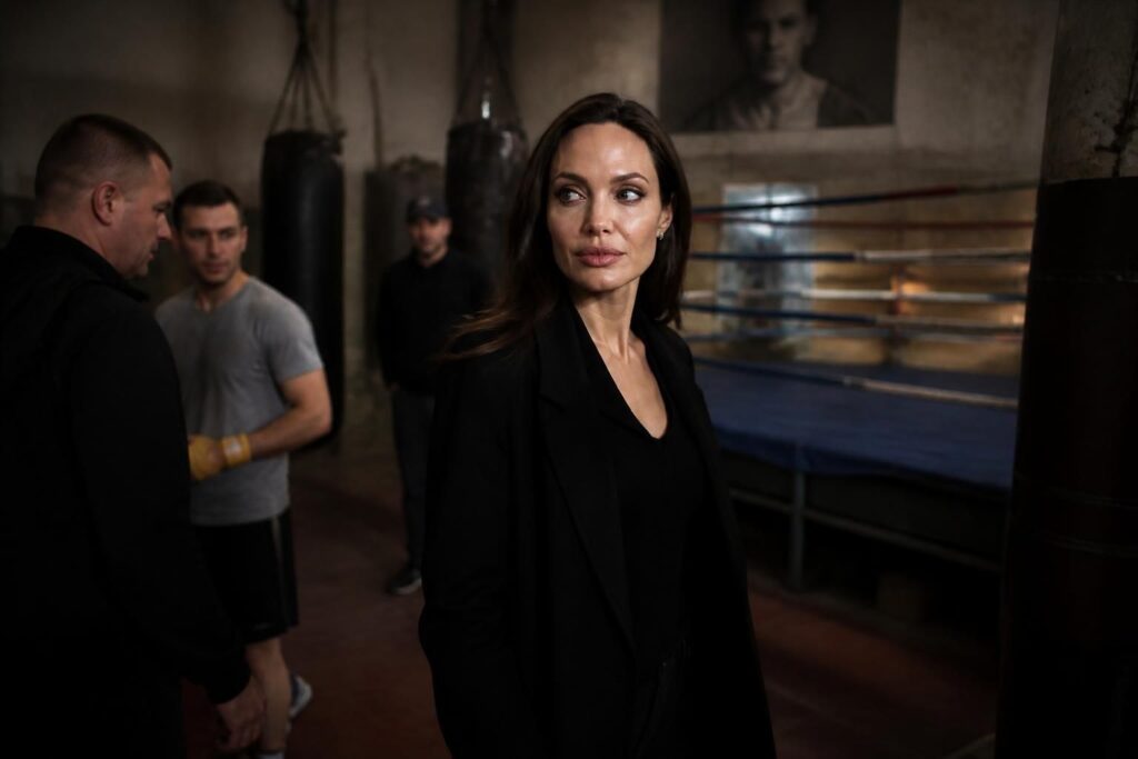 découvrez l'apparition surprenante d'angelina jolie dans un club de boxe en ukraine, illustrant une élégance remarquable hors des projecteurs habituels.